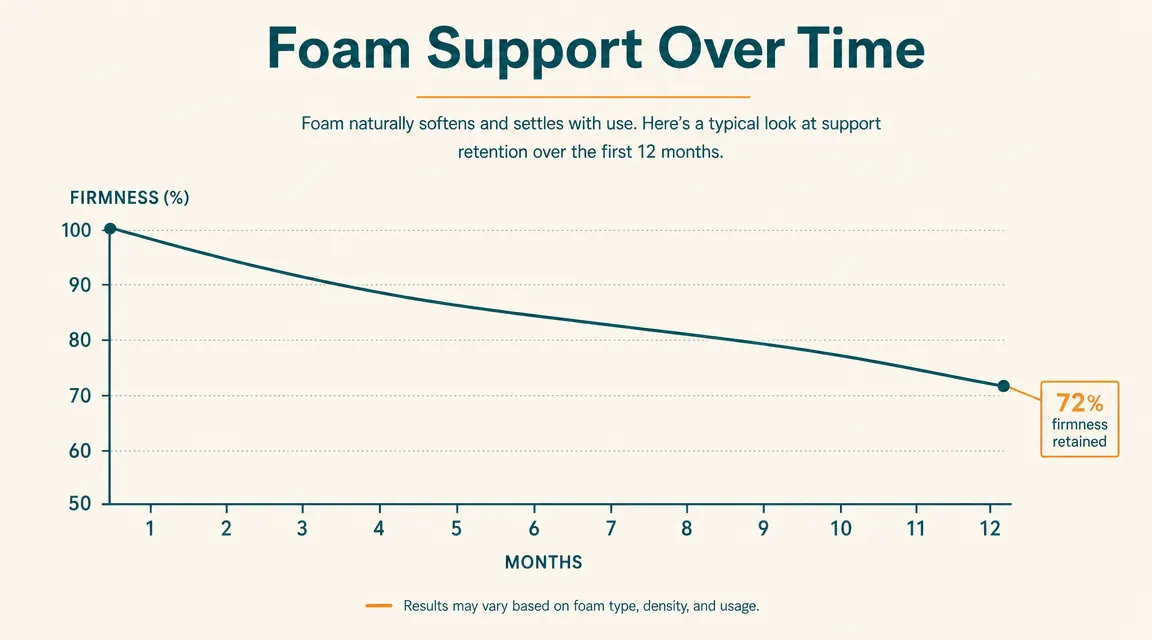 Chart showing foam firmness retention of memory foam travel pillow over 12 months of use